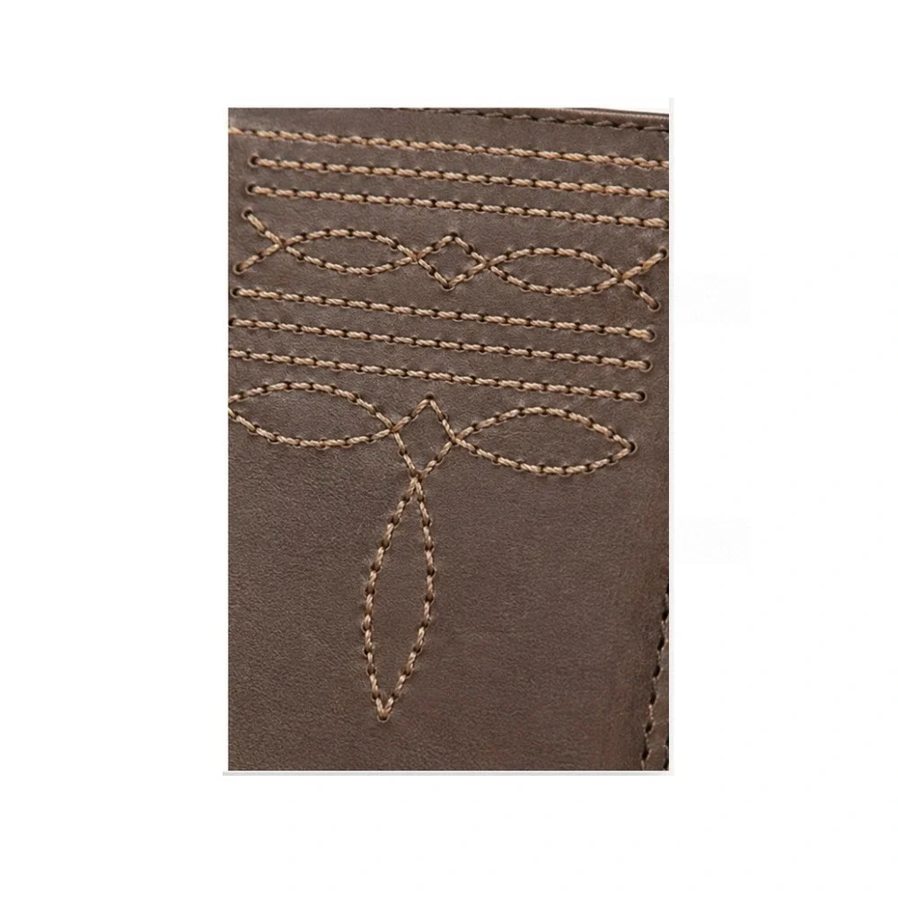 New Justin Jr Rodeo Wallet Brown Genuine Leather RFID Western Boot Stitch Detail